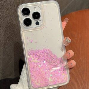Glitter Pink Heart iPhone 14 Pro Max Case